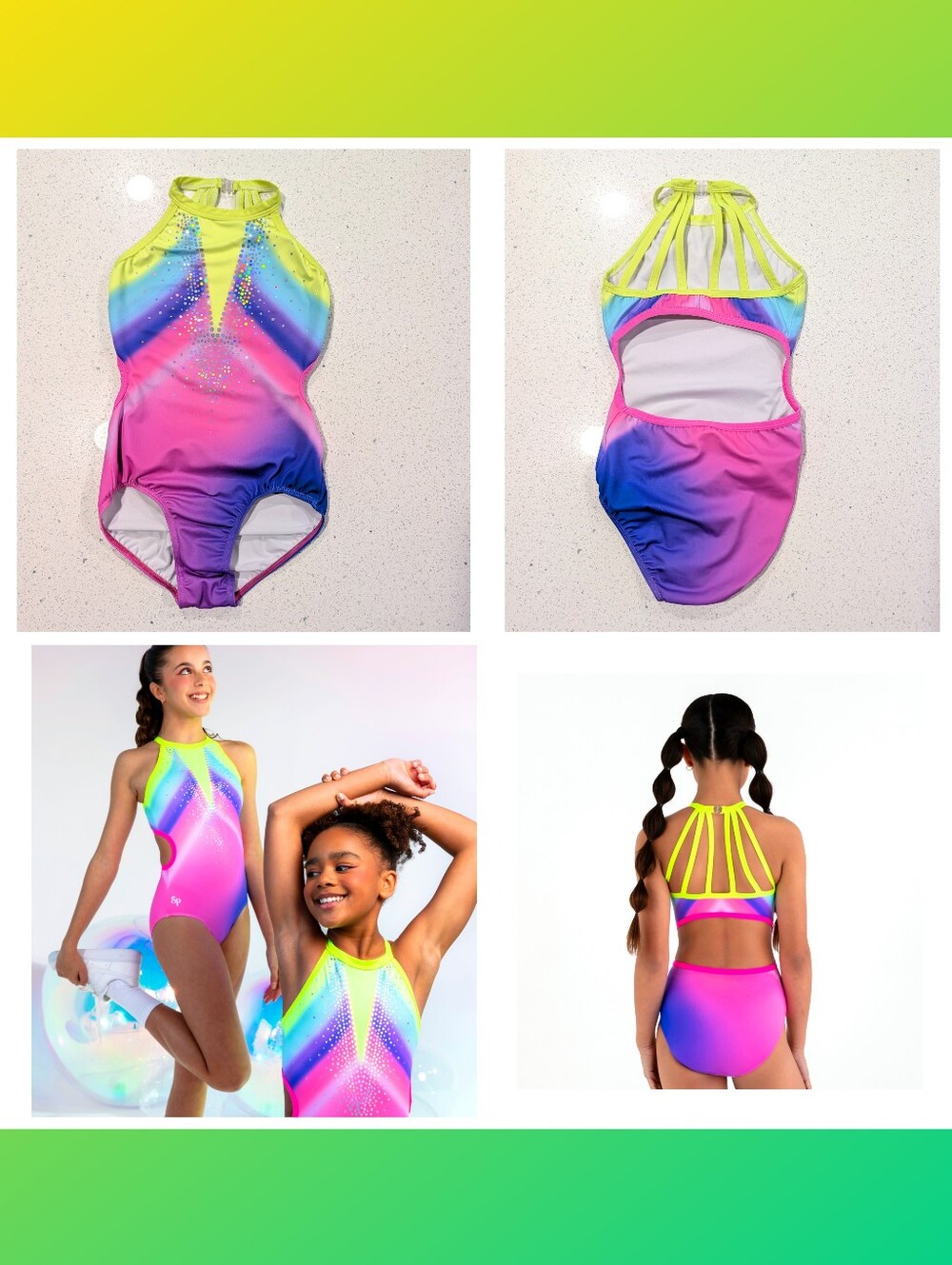 HYPER ACTIVE Sylvia P CL 12 Gymnastics Dance Leotard Ultra Violet NEON Gradient